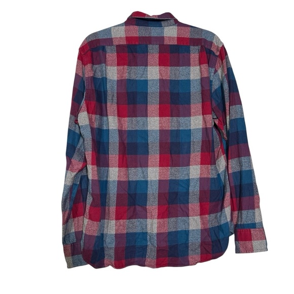 J. Crew Brushed Twill Plaid Flannel Shirt Button Down Red Blue Sz Large Slim Fit - Picture 2 of 8